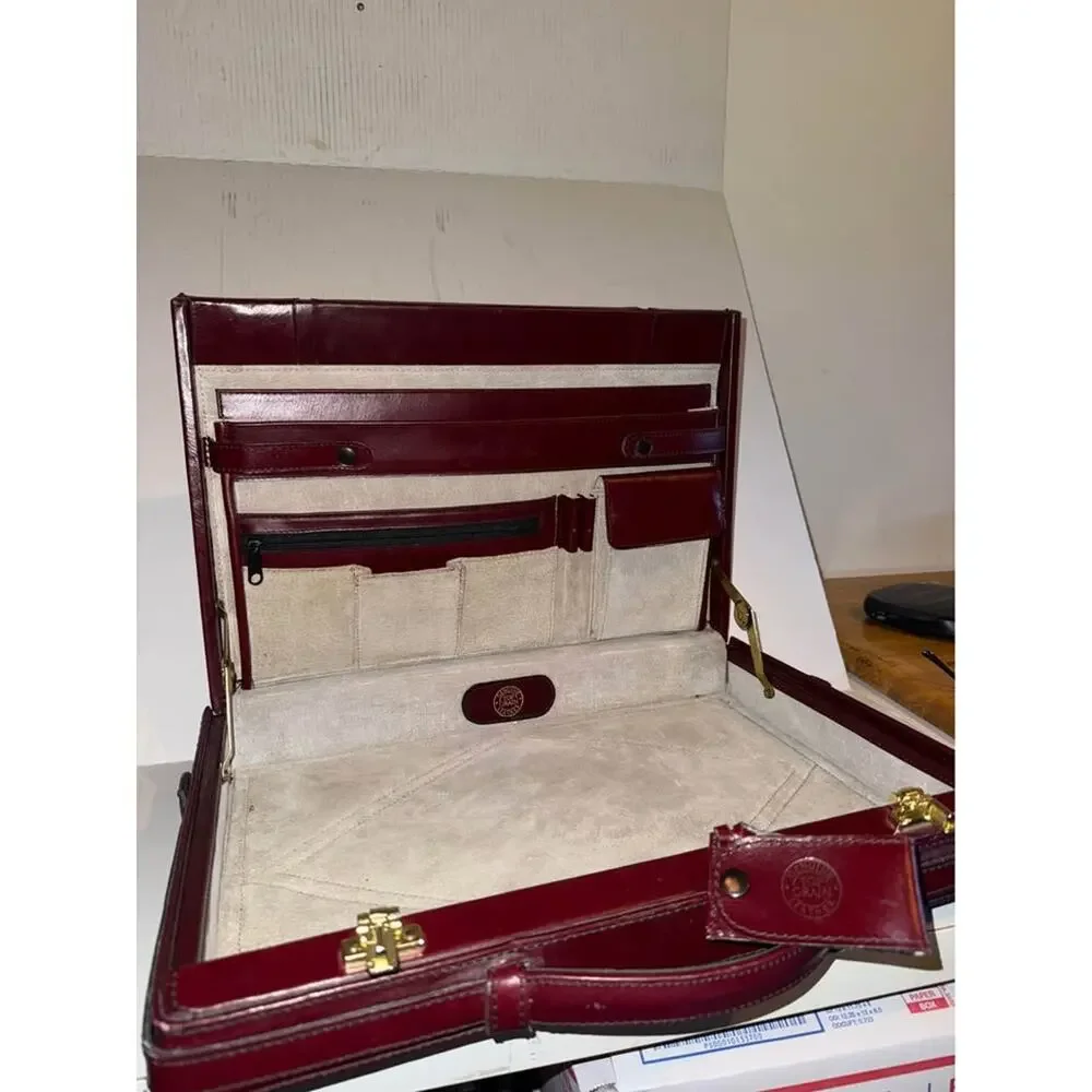 Vintage Franzen West Germany Mahogany Leather Attache Briefcase Cagiva Lock